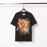 Spder hip-hop singer hotfix rhinestone foil letter print short sleeve t-shirt & rhinestone embellished shorts set (couple's style)