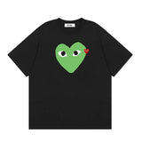 Correct version star kawakubo pla heartembroider short-sleeved pure cotton red heart peach couple t-shirt y