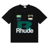 Rhude T Shirts Graffiti Printing Cotton Casual Short Sleeve Men and Women