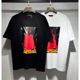Wholesale american streetwear purple flow paint letter graffiti logo high-quality short-sleeve t-shirt for men and couples