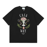 Summer collection: casa casablanca print oversized short-sleeve t-shirt - premium heavyweight cotton