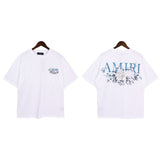 Cross-border wholesale correct version am splash ink flow paint camouflage starry sky graffiti letter short-sleeved high street couple t