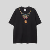 Correct version mb short-sleeved couple outfit colorful wings feather t-shirt marcelo european and american classic