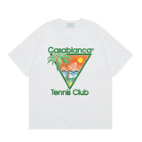 casa casablanca short-sleeved fantasy door letter logo printingstylish round neck short-sleeved t-shirt