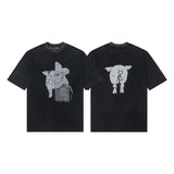 Erd rich second generation loose version american trend quiet eye printing round neck short sleeve t-shirt couple outfit