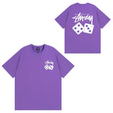 Summer running volume stussy short-sleeved t-shirt dice black eight ice cream comfy basics american couple summer t