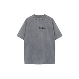 Ac letter print high street washed distressed vintage oversized short sleeve couple t-shirt