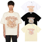 Rhude T Shirts Printed Cotton Casual Short Sleeve Men and Women
