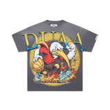 Ss street duaa retro washed and distressed hot-drilled ripped short-sleeved t-shirt
