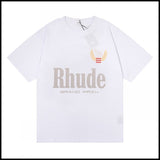 Export wholesale niche american fashion rhu flag floralsprinting double yarn pure cottoncasualloose couple short-sleeved t