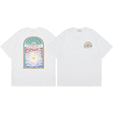 Summer collection: casa casablanca print oversized short-sleeve t-shirt - premium heavyweight cotton