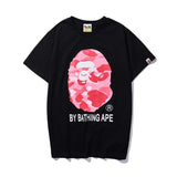 cross-border wholesale japanese style camouflage shark tiger head ape color matching luminous short-sleeved couple loose