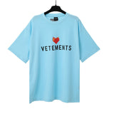 Vtm letter american style no photo printing loose washed distressed short sleeve t-shirt couple outfit