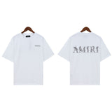 Cross-border wholesale correct version am splash ink flow paint camouflage starry sky graffiti letter short-sleeved high street couple t