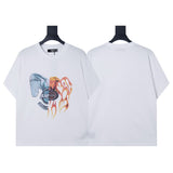 Ready to ship! summer amri high-quality, 100% cotton t-shirt with printed design and washed finish short sleeves