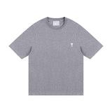 Ami clams embroidered heart color block crew neck short sleeve loose fit cotton t-shirt summer top
