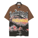 gods short-sleeved heavy weight washed fog high street rock band skull pure cottonprinting t-shirt