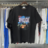 Rhude T Shirts Retro Racing Printed Cotton Casual Short Sleeve Men and Women