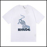 Export wholesale niche american fashion rhu flag floralsprinting double yarn pure cottoncasualloose couple short-sleeved t