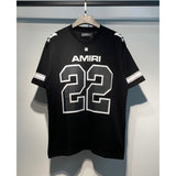 [gram] am flow paint graffiti letter starry sky classic logo print short sleeve couple t-shirt