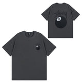 Summer running volume stussy short-sleeved t-shirt dice black eight ice cream comfy basics american couple summer t