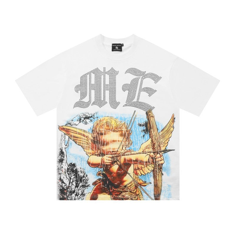 Wholesale american streetwear mixed emotion hotfix rhinestone print short sleeve t-shirt, hoodie, sweatpants, and jacket set