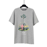 Correct version of spring and summer coconut palm tree short-sleeved series pa angel print couple trendy