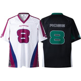 Cross-border american blockcore style patch embroidery t-shirt v-neck sports football uniform mesh quick-drying