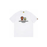 Top-tier! sanrio ou family summer bape seamless crewneck g pure cotton short-sleeve t-shirt for men