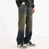 Unisex Jeans Vintage Old Straight Jeans Autumn and Winter Loose Wide Leg Casual Pants