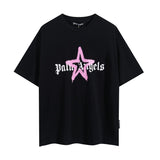 Summer trendy short-sleeve tee with back logo print - couple's fashion