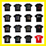Wang yibo lne short-sleeved big v reflective hot diamond devil angel couple outfit loose