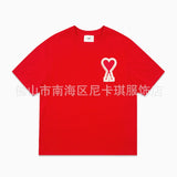 Am short-sleeve macaron color heart embroidery pure cotton loose summer fashion t-shirt crew neck top