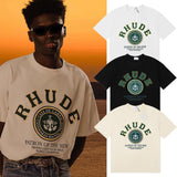 Rhude T Shirts Green Print Loose Casual Short Sleeve Men and Women