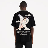 Represent short-sleeved angel print high street pure cotton accessible luxury couple loose shark doberman t