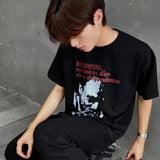 Erd: brooding rich kid - american retro portrait print rock 'n' roll hip-hop pocket oversized short sleeve tee