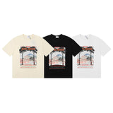 Rhude T Shirts Varenna Town Printed Cotton Casual Short Sleeves Men and Women