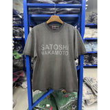 Satoshi summer american retroletterprinting washed and distressed spray dirty crackle loose short-sleeved t-shirt