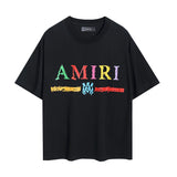 amri washed distressed tiger head number & letter logo short sleeve t-shirt