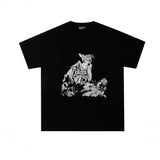 Erd: brooding rich kid - american retro portrait print rock 'n' roll hip-hop pocket oversized short sleeve tee