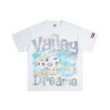 American retro valeforever washed & distressed hotfix rhinestone cotton shorts high street hooded sweatshirt