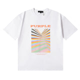Wholesale high street purple br@nd american style short sleeve loose retro casual t-shirt couple trendy tee