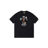 Top-tier! sanrio ou family summer bape seamless crewneck g pure cotton short-sleeve t-shirt for men