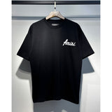 [gram] am flow paint graffiti letter starry sky classic logo print short sleeve couple t-shirt