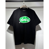 [gram] am flow paint graffiti letter starry sky classic logo print short sleeve couple t-shirt