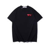 Kawakubo plaloveembroider short-sleeved pure cotton red heart eyes couple t-shirty long sleeves shirt taobao ling