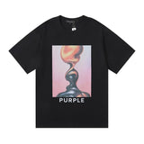 Purple br@nd comfy basics letter logo printing short-sleeved fog american street t-shirt