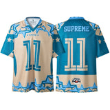 Cross-border american blockcore style patch embroidery t-shirt v-neck sports football uniform mesh quick-drying