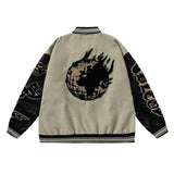 Unisex Baseball Jersey Vintage Flame Embroidered Baseball Jacket