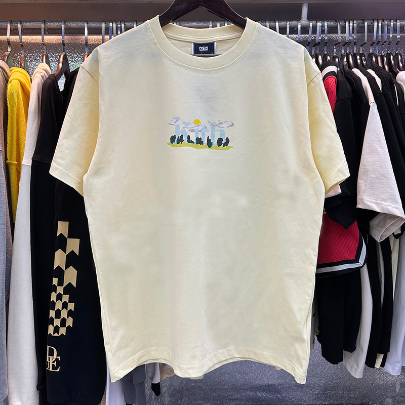 Kith T-Shirt KITH White Cloud Sun Forest Print